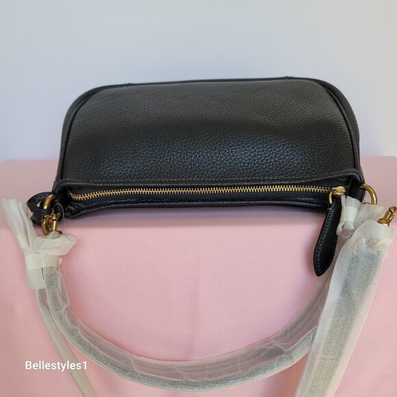 COACH Cary Soft Pebbled Leather with Convertible Straps Crossbody- Black color - Picture 11 of 16
